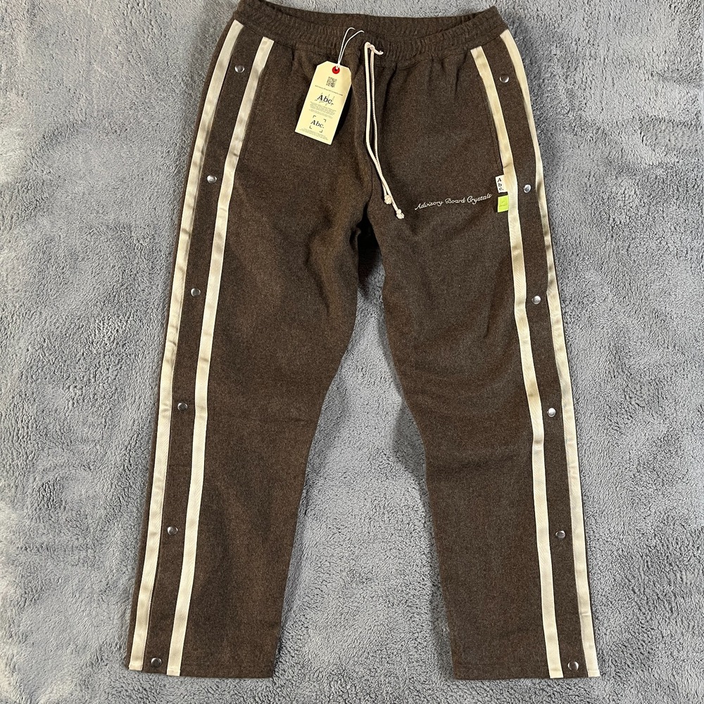 Advisory Board Crystals Wool Breakaway Pants Mens XL Brown Dual Side Snap Button